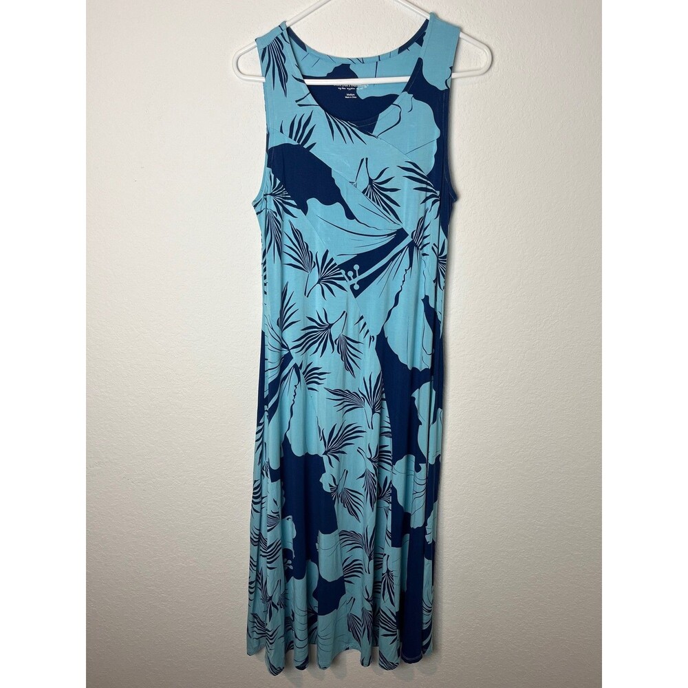 Soft Surroundings Dress Womens Medium‎ Blue Floral Sleeveless Maxi Tank Tropical